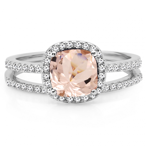 Morganite And White Diamond, 18K Rose Gold Ring – Modani Jewels