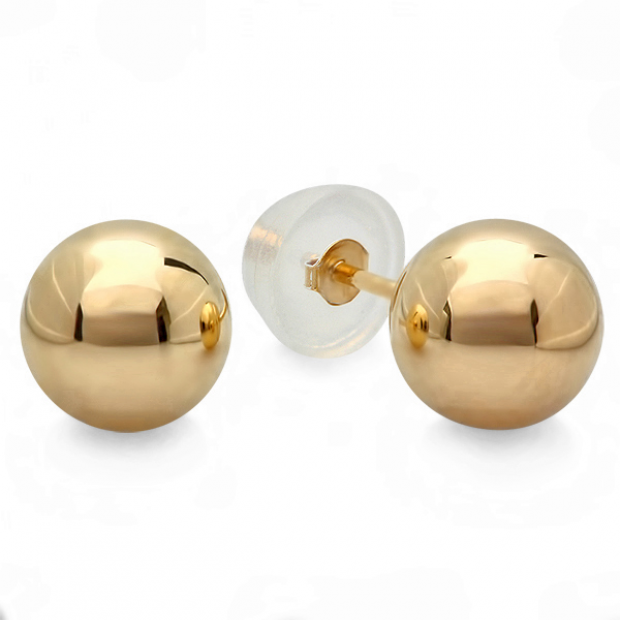 Dazzlingrock Collection 14K Ball 10mm Stud Earrings with Silicone Covered Gold Pushbacks White Gold