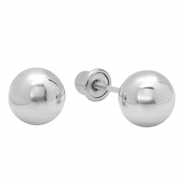 Buy 14k White Gold Ball 4mm Stud Earrings with Screw Backings Online at