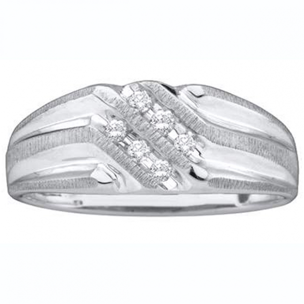 Buy 0.14 Carat (ctw) 10k White Gold Round White Diamond Channel Set Men's  Wedding Anniversary Band Online at Dazzling Rock