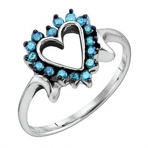 Buy Carat (ctw) 10k White Gold Blue Diamond Ladies Heart