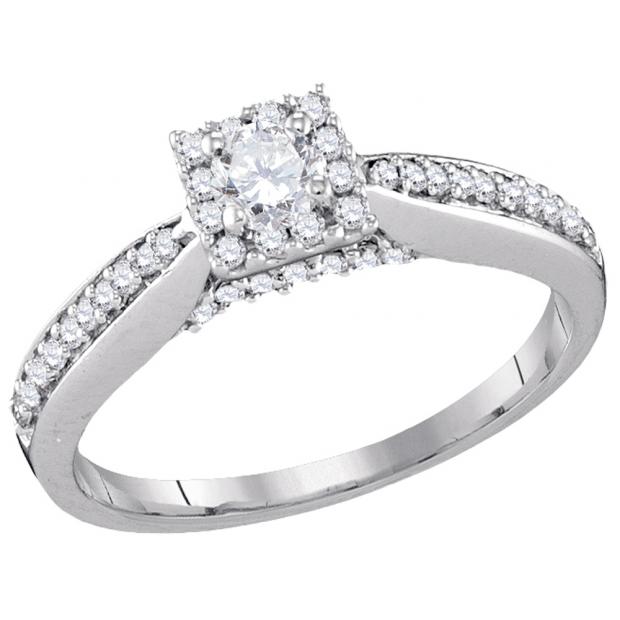 Buy 0.50 Carat (ctw) 10K White Gold Round White Diamond Ladies Bridal ...