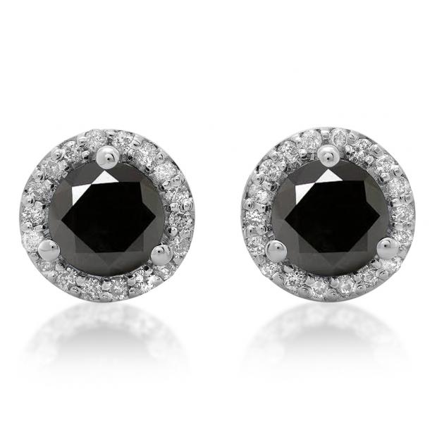 Buy 10.7 mm 4.00 Carat (ctw) 10K White Gold Round Black & White Diamond ...