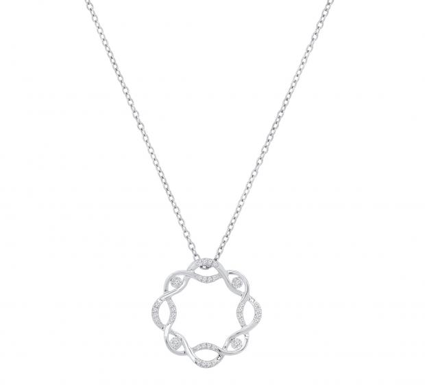 Buy Round White Diamond Twisted Circle Pendant for Women with 18