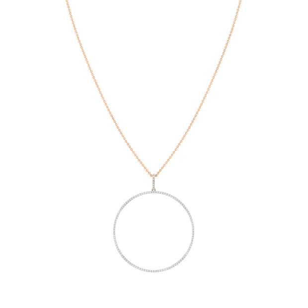 Buy Round White Diamond Mininal Trendy Open Circle Slider Pendant with Gold  Chain for Women (0.65 ctw, Color I-J, Clarity I1-I2) in 18K Rose Gold