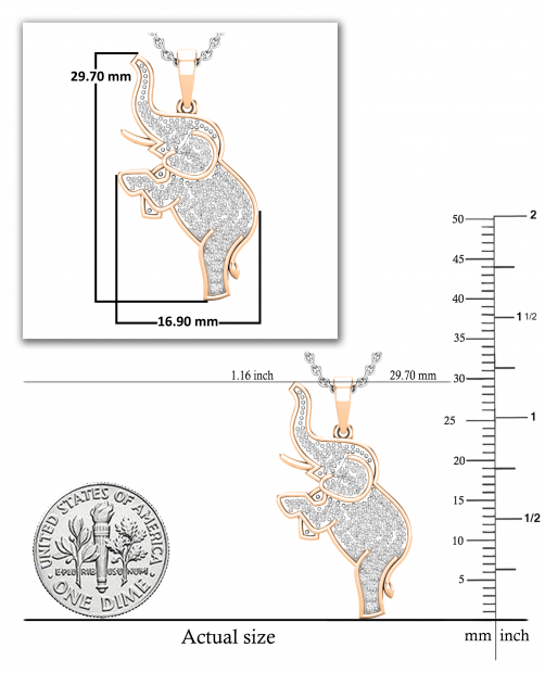 Dazzlingrock Collection Diamond Elephant Pendant - 0.12 Carat Round Diamonds, Sterling Silver, 18" Chain