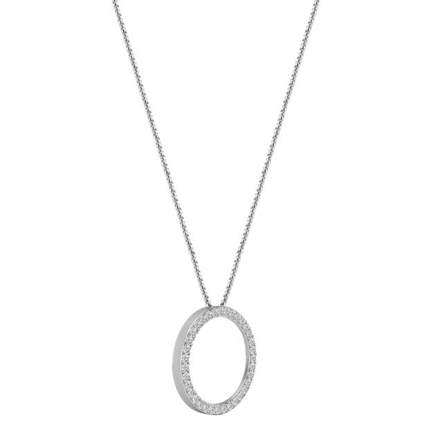 Dazzlingrock Collection 0.12 Carat Diamond Swirling Circle Pendant - Sterling Silver With 18 Inch Chain