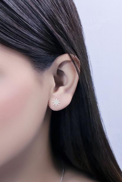 Buy Round White Diamond Starburst Cluster Screwback Stud Earrings