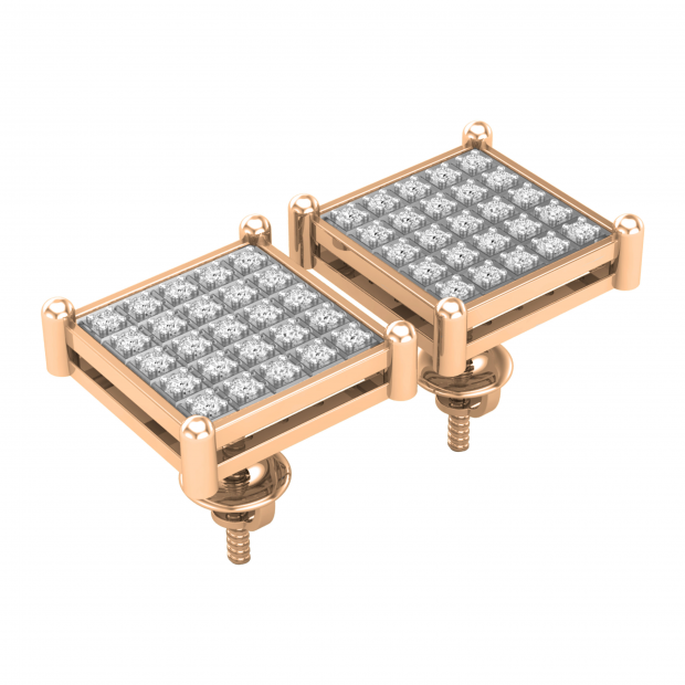 Dazzlingrock Collection Round Diamond Square Stud Earrings - Unisex Screwback Earrings With Natural Gemstones