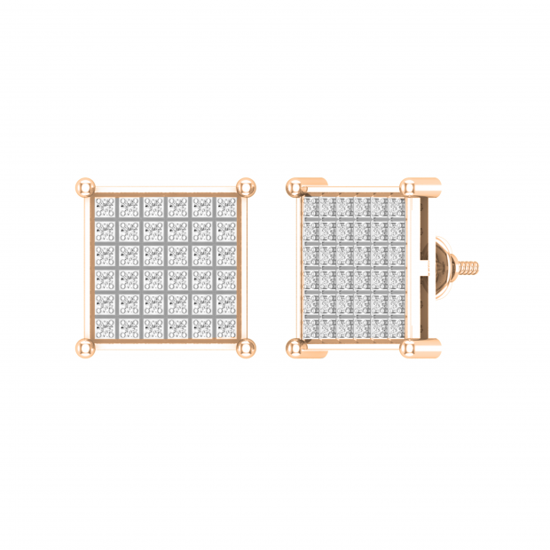 Dazzlingrock Collection Round Diamond Square Stud Earrings - Unisex Screwback Earrings With Natural Gemstones - View #7