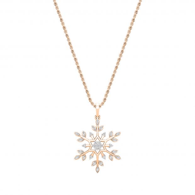 Buy Snowflakes and Diamond Charms Rose Gold Chain Necklace Online