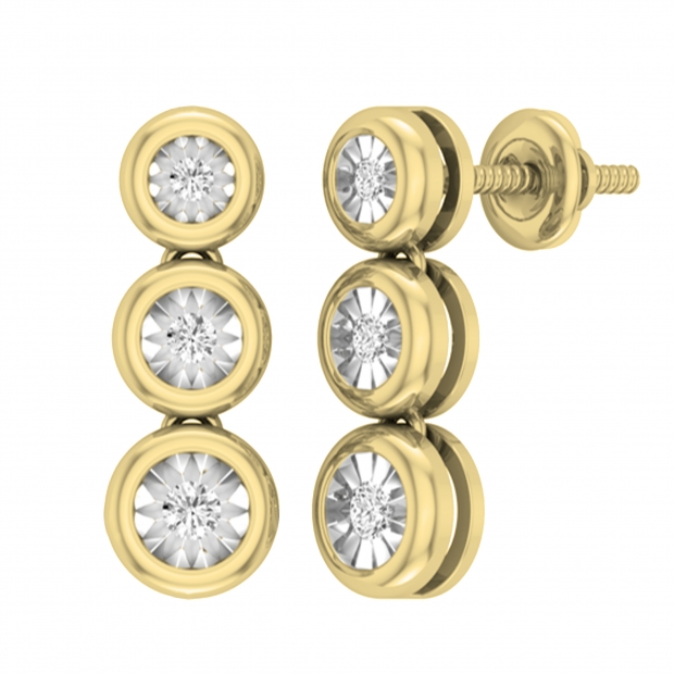 Cheapest 18K Yellow Gold 3mm Screwback Diamond Stud Earrings, NWT