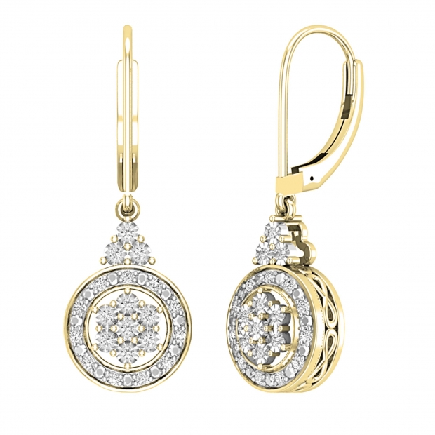 Color Blossom Earrings, Yellow Gold, White Gold And Diamonds
