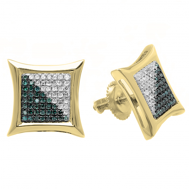 14k White Gold Pave Diamond Square Studs