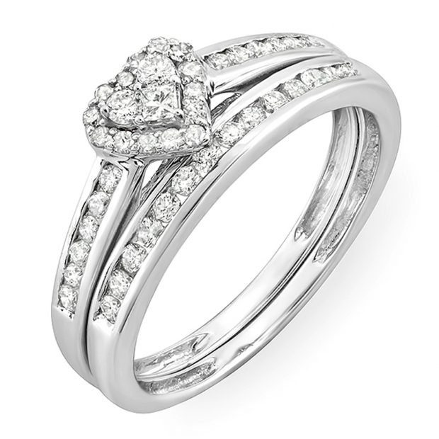 Heart Shaped Diamond Unique Engagement Ring, Heart Diamond Wedding Ring Set,  2mm 3/4 Eternity Diamond Band, Heart Diamond Halo, Love Blossom - Etsy | Heart  shaped diamond ring, Heart wedding rings, Wedding rings unique