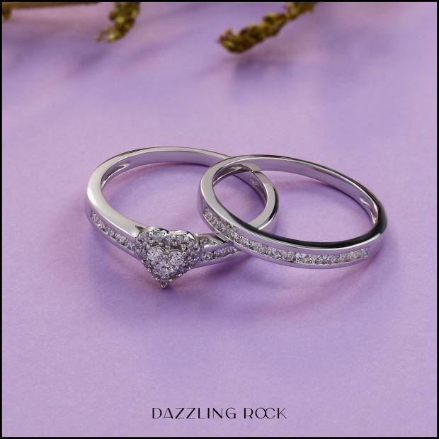 Heart Engagement & Wedding Ring Set | hellcatjewellery