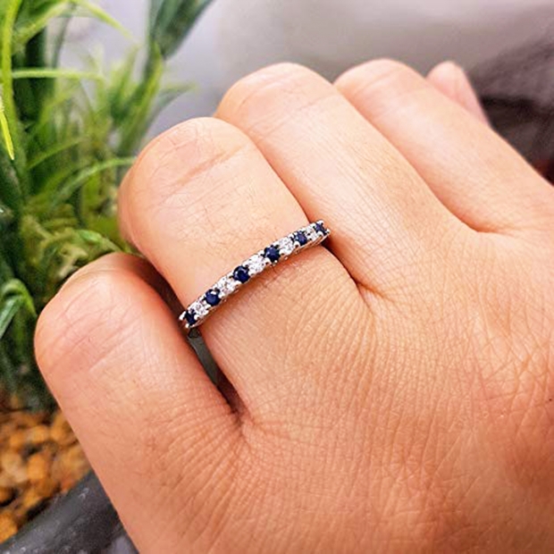 14K Per-shped Nd Round Dimond Bezel Stckble/Wedding Bnd For Sle