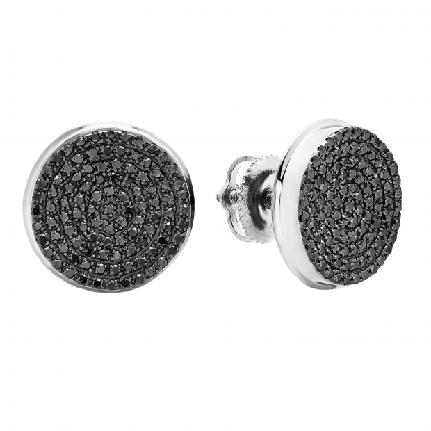 Buy 11.8 mm 0.40 Carat (ctw) 10K White Gold Real Black Diamond Micro