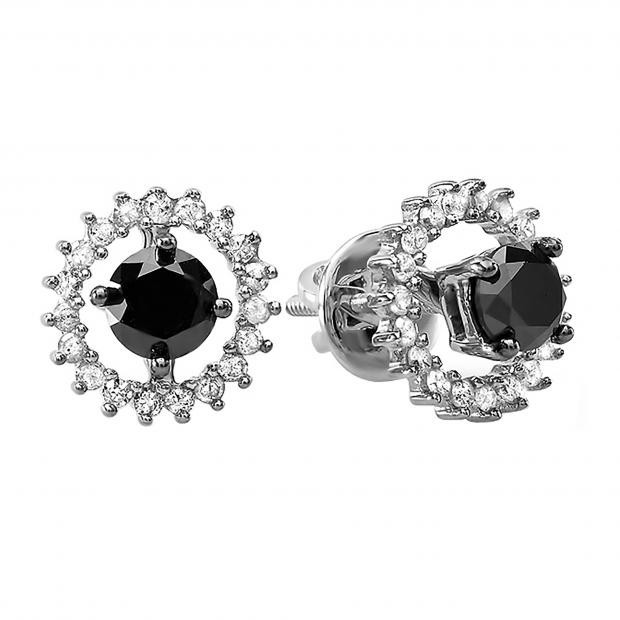 9.2 MM HALO STUD EARRINGS W/ LAB DIAMONDS & TANZANITE /925 STERLING SILVER 9.2 MM HALO STUD EARRINGS W/ LAB DIAMONDS & TANZANITE /925 STERLING SILVER