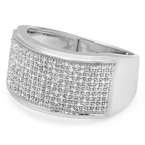 Buy 0.33 Carat (ctw) Sterling Silver Round Cut Diamond Men's