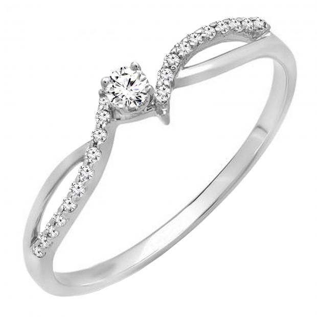 Dazzlingrock Collection Round Blue Sapphire /& White Diamond Crossover Swirl Bridal Promise Engagement Ring Sterling Silver