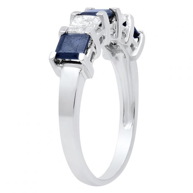 Buy Carat (ctw) 10k White Gold Princess Cut Blue Sapphire and