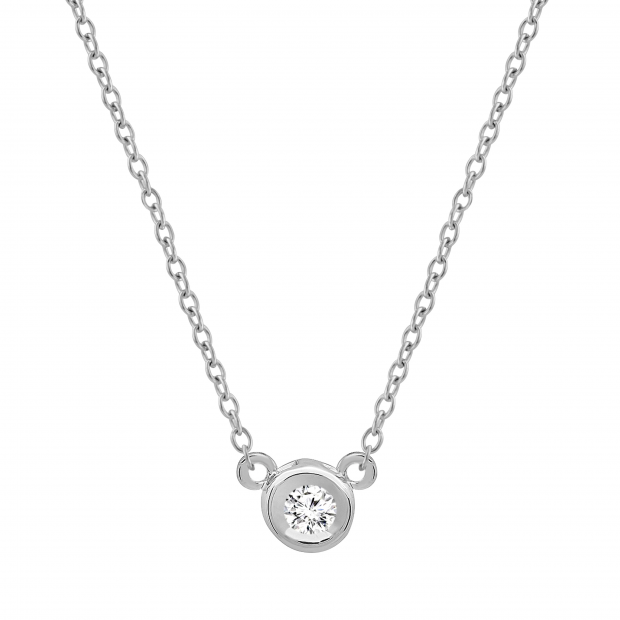 Small Bezel Diamond Necklace 14K Yellow Gold / 20 +$35