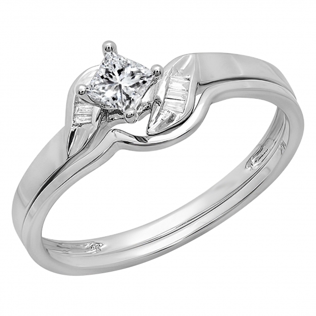 Pretty 0.50 Carat 14k White Gold 3-Stone Princess Diamond Engagement Ring For Her - Size 5.5, 1/2 CT Sparkler - View #11