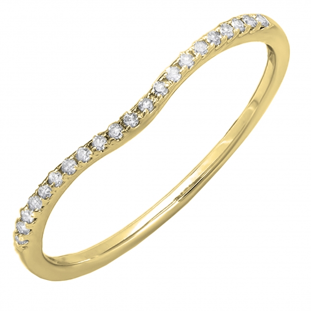 ctw 14K Gold Dazzlingrock Collection 0.20 Carat White Diamond Ladies Wedding Contour Guard Band 1//4 CT