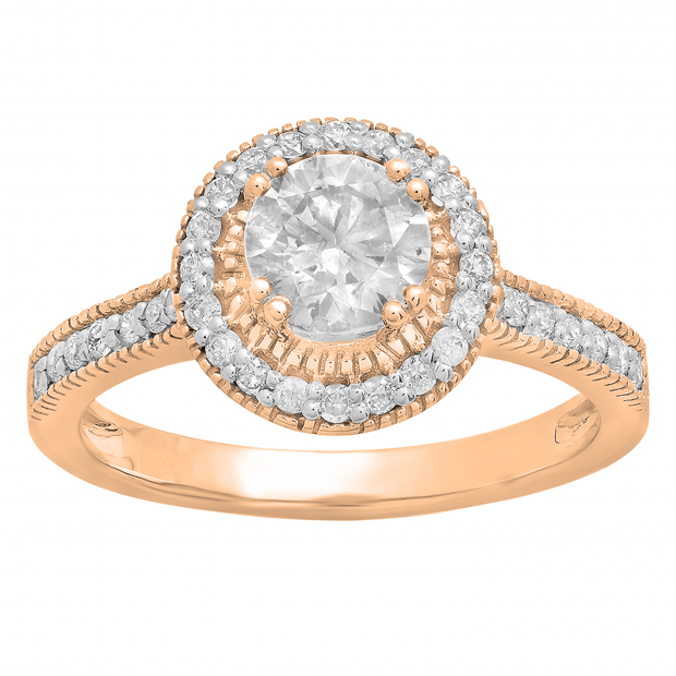 Buy DGLA CERTIFIED Round White Diamond Bridal Halo Engagement Ring for  Women (1.15 ctw, Color I-J, Clarity I1-I2) in 14K Rose Gold Online at  Dazzling Rock