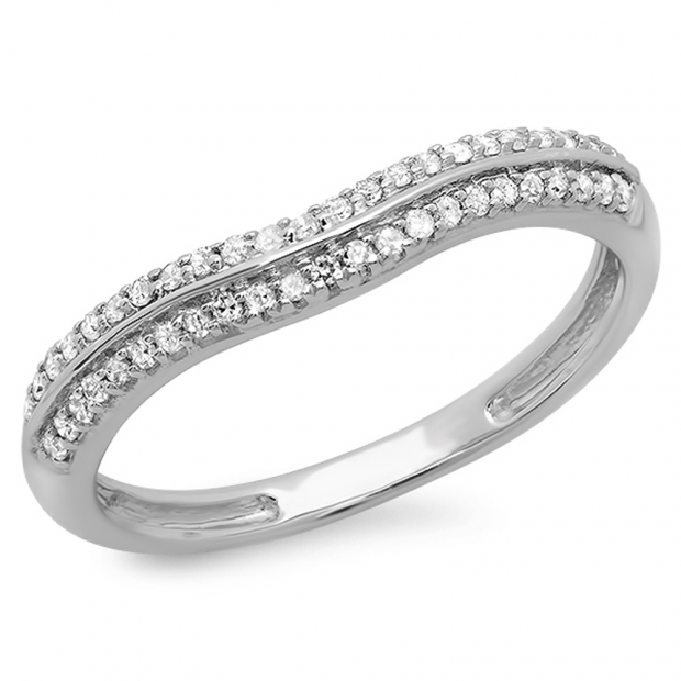 Diamond Two Row Curved Ring