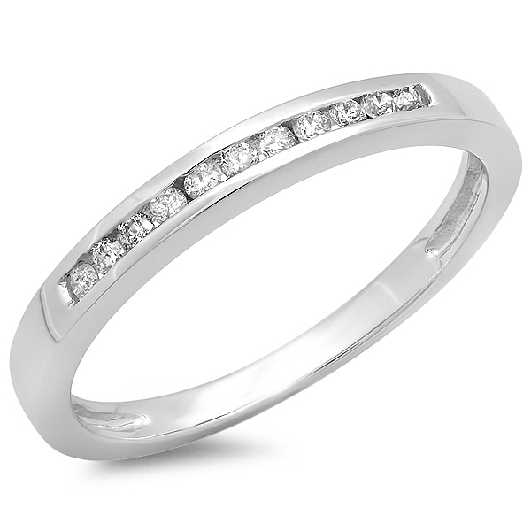 10k Gold Round Diamond Ladies Anniversary Wedding Band Stackable Ring Dazzlingrock Collection 0.15 Carat ctw