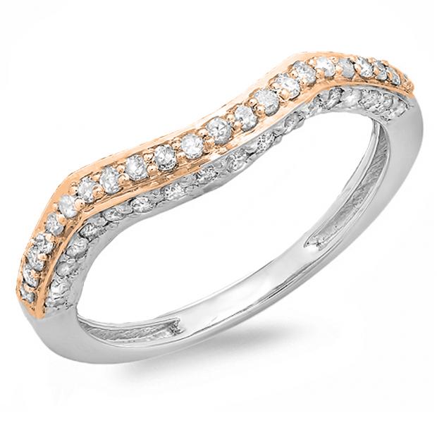 14K White Gold Contour Style Diamond Ring Guard