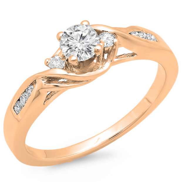 14k Rose Gold Diamond Cushion Rope Halo Anniversary Promise Engagement –  Brilliant Facets