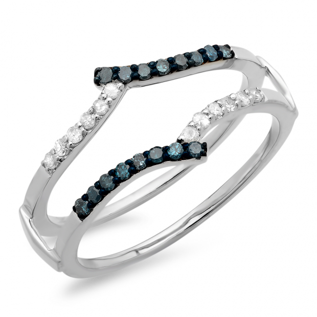 Buy 0.25 Carat (ctw) 10K White Gold Round White & Blue Diamond Ladies