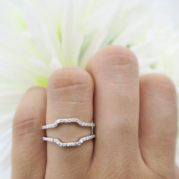 Round White Diamond Enhancer Double Guard Ring for Women (0.25 ctw, Color I-J, Clarity I2-I3) in 925 Sterling Silver