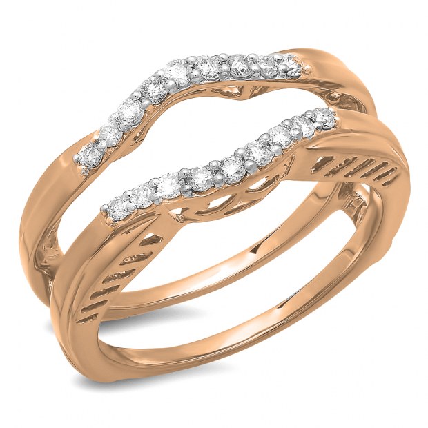 0.30 Carat Wedding Ring Band Classic 14k Rose Gold Engagement Anniversary Guard 