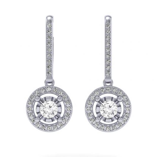 Buy 0.50 Carat (ctw) 14K White Gold Round Cut Diamond Ladies Cluster ...
