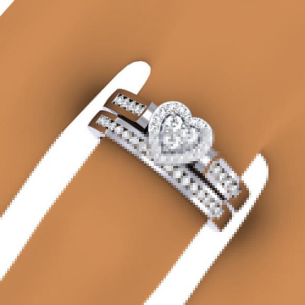 1/5 Carat T.W. (I3 clarity, I-J color) Forever Bride Heart Shaped Halo  Diamond Composite Bridal set in Sterling Silver, Size 7 - Walmart.com