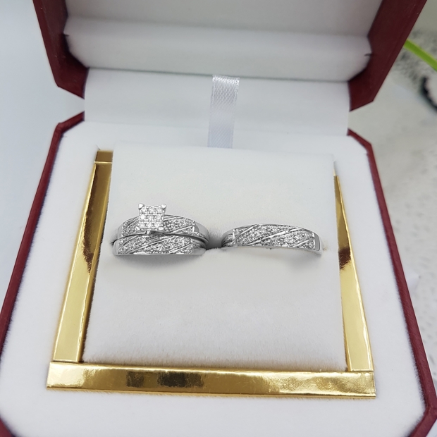 Buy Round White Diamond Square Shape Head Matching Wedding