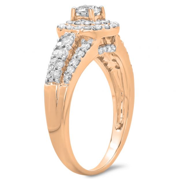 Engagement Rings for women 14K Rose Gold Diamond Ring Ocean Wave Style 1.25  carat t.w. (G,SI) (RS 5) : : Clothing, Shoes & Accessories