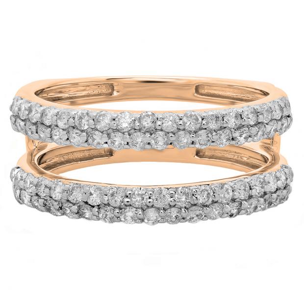 Diamond Ring. Hypoallergenic 585 Rose Gold, Rhodium Detailing. Ring with Diamond Cluster and Two Diamond Spacers