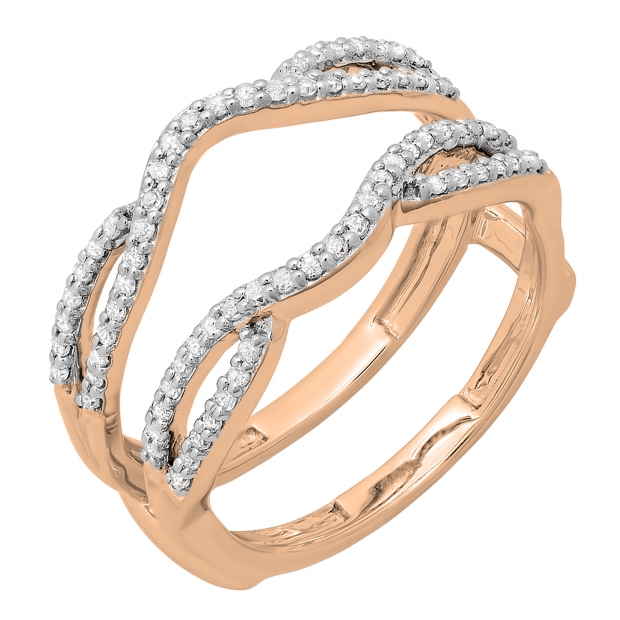 White Natural Diamonds Guard Wrap Enhancer Guard Wrap Ring in 14k Two-Tone Rose  Gold Over Sterling Silver - Walmart.com