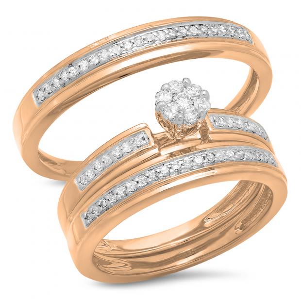 Buy 10K Rose Gold Round White Cubic Zirconia CZ Men