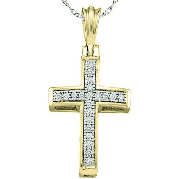 Micro Simple Cross Pendant in Yellow Gold