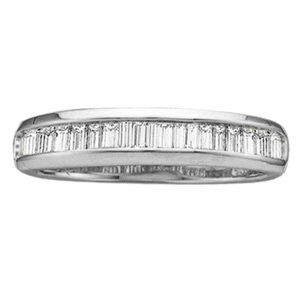 0.23 Carat (ctw) 14K White Gold Baguette Cut White Diamond Ladies Anniversary Wedding Band Stackable Ring 1/4 CT