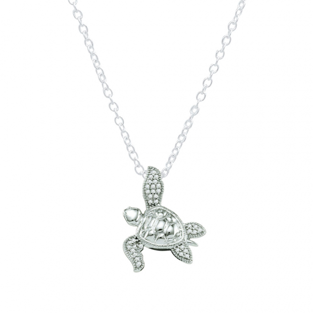 white gold turtle pendant
