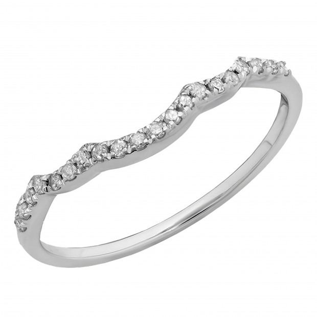 Ctw Dazzlingrock Collection 0.05 Carat 14K Gold Round White Diamond Ladies Anniversary Wedding Band Guard Ring