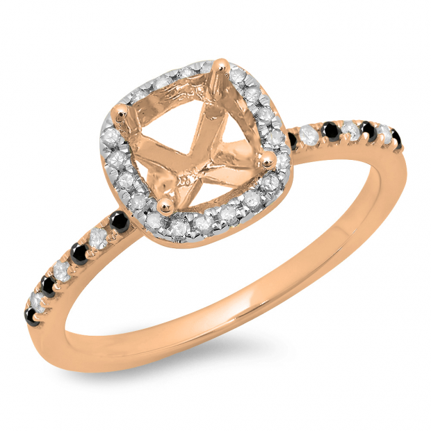 0.30 Carat (ctw) 10K Rose Gold Round Cut Black & White Diamond Ladies Bridal Semi Mount Engagement Ring 1/3 CT (No Center Stone)