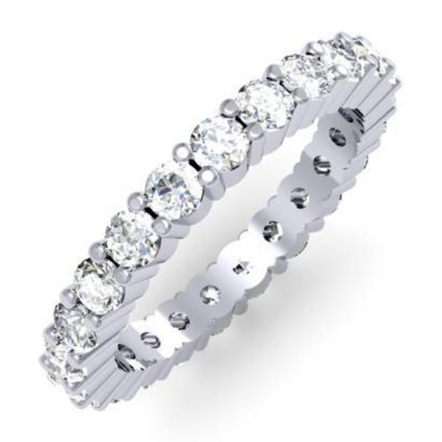 IGI CERTIFIED 2.00 Carat (ctw) 14K White Gold Round Cut White Diamond Ladies Eternity Bridal Wedding Band Anniversary Ring 2 CT
